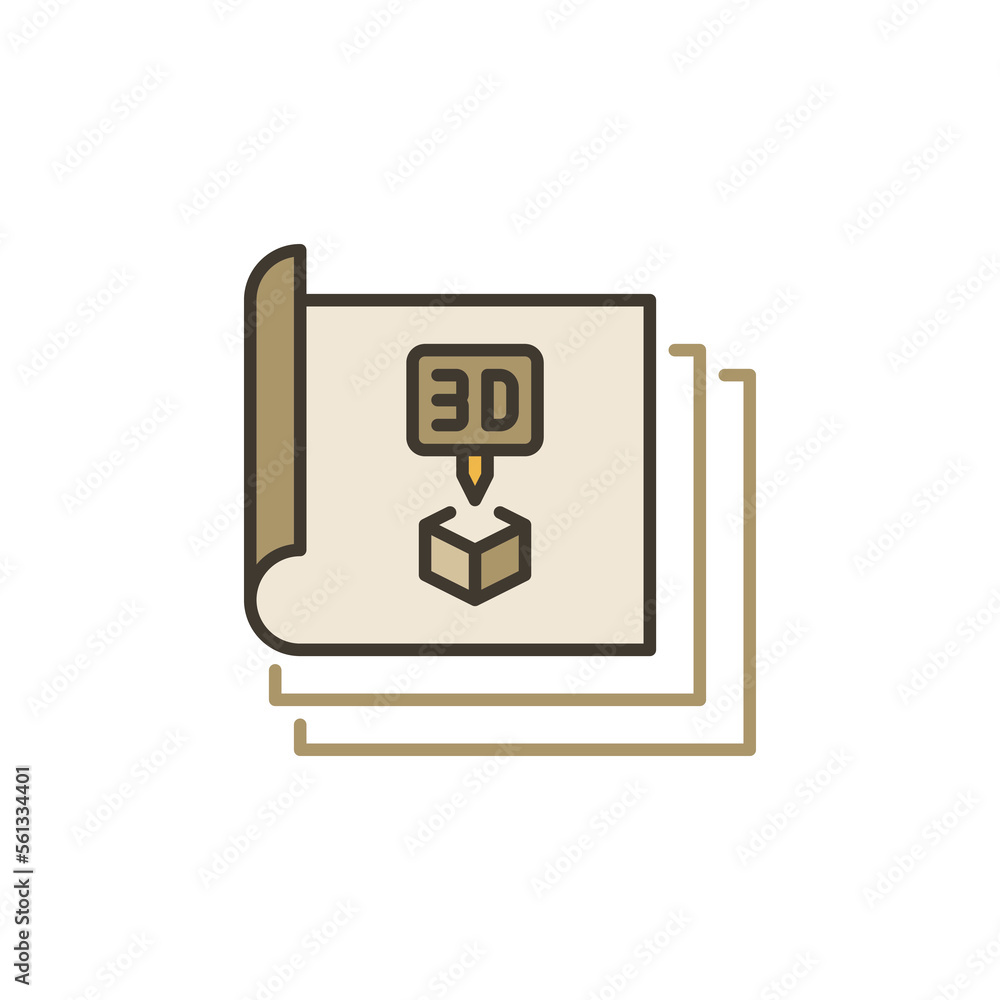 Poster papers for 3d printing vector concept colored icon