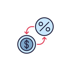 Percent with Dollar signs vector Inflation concept colored icon