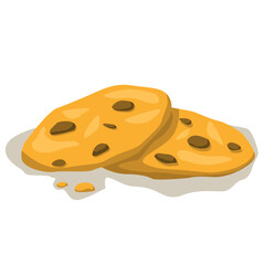 Cookies with chocolate. Oatmeal chocolate chip cookies. Home bakery element. Sweet snack. flat cartoon