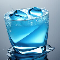 Blue Beverage with Ice, generative AI