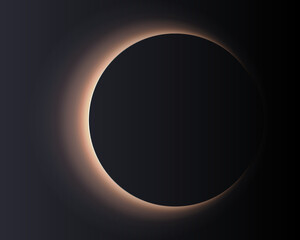 Black geometric abstraction. Dark background. Solar eclipse. Vector design