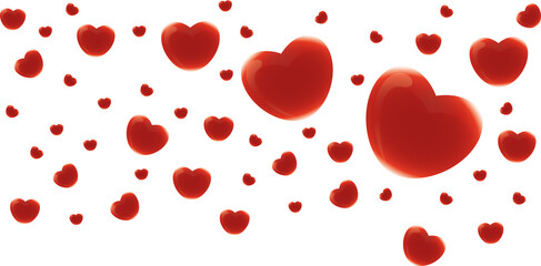 Ilustration of red realistics  hearts  whit 3D effect.