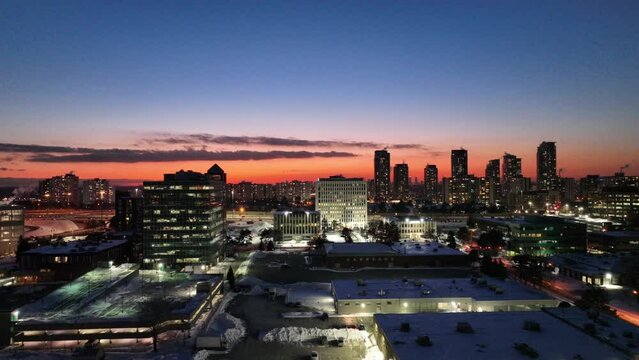 Aerial cinematic Fairview mall DVP 401 sunset 1