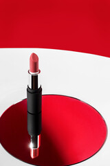 Stylish presentation of a beautiful red lipstick 