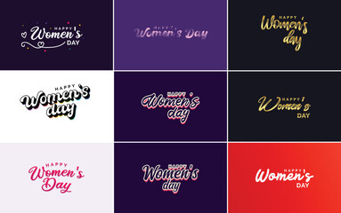 International Women's Day lettering with a love shape. suitable for use in cards. invitations. banners. posters. postcards. stickers. and social media posts
