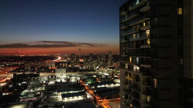 Aerial cinematic Fairview mall DVP 401 sunset 10