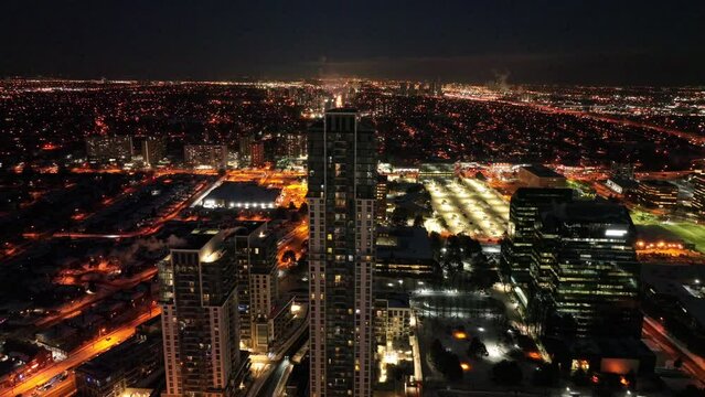 Aerial cinematic Fairview mall DVP 401 sunset 9