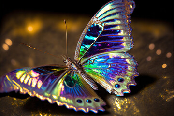 Fototapeta na wymiar a butterfly on a black background, generated by generative ai