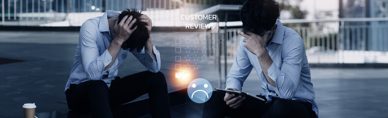 Customer Experience dissatisfied Concept, Unhappy Businessman Client with Sadness Emotion Face on...
