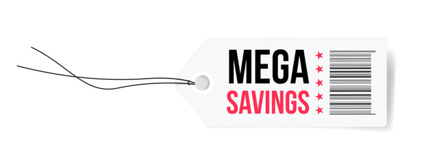 Mega Savings Shopping Vector Label