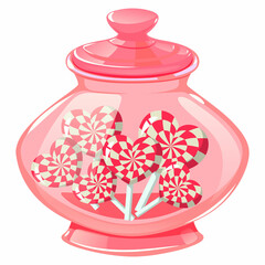 Glass jar with sweets for Valentine February 14th.