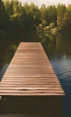 wooden bridge over lake