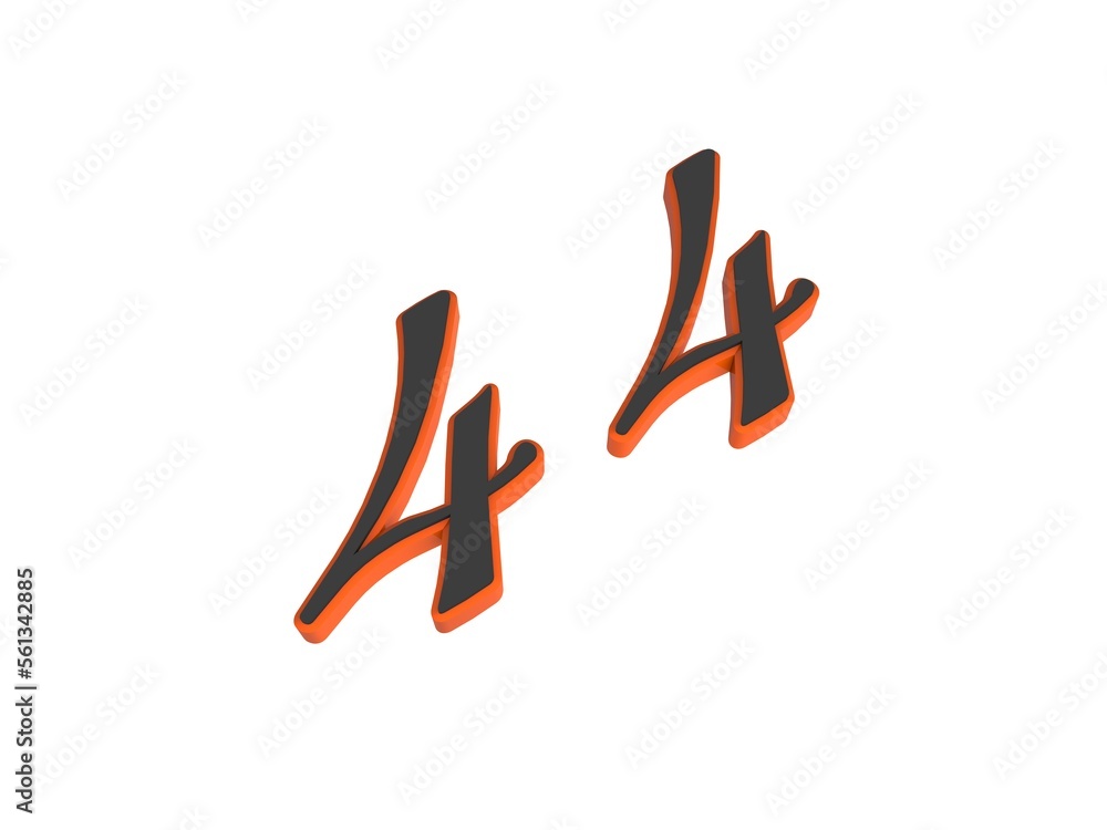 Poster two-color 3d number or numbers for decoration. render illustration.