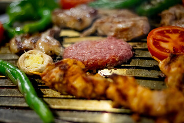 grilled meat and vegetables