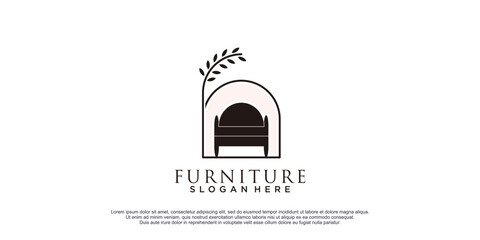 Furniture logo with floral element design icon illustration
