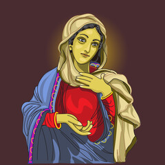 illustration of the graceful and beautiful Mother Mary

