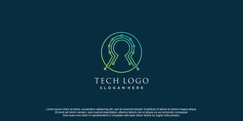 Key tech logo with creative design icon premium vector