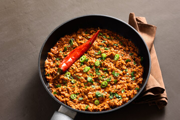 Keema curry in pan
