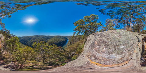 Spherical panoramic photograph of the Nepean River in the Blue Mountains