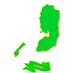 Vector map of Palestine with subregions in green country name in red
