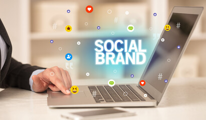 Freelance woman using laptop concept