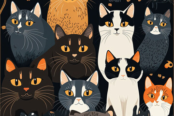 Obraz premium Seamless Cats Background 