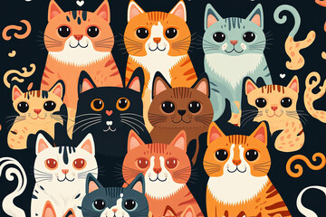 Seamless Cats Background 