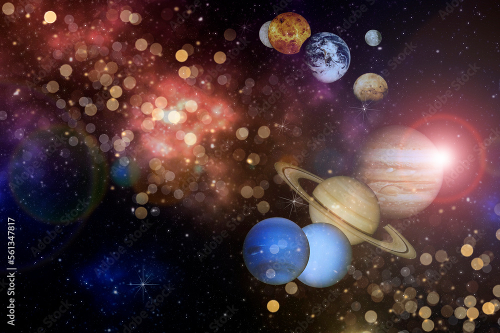 Wall mural planets in the row solar system in the starry universe with copy space elements of this image furnis