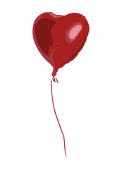 Obraz na płótnie Canvas Heart balloon. Red heart glossy balloon vector illustration isolated on white background. Festive decoration. Happy Valentines Day design element