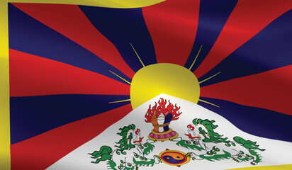 Tibet flag background.Waving Tibet flag vector