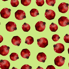Pattern from pomegranate fruits. Elements in watercolor style
