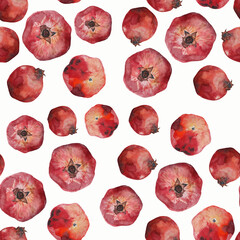 Pattern from pomegranate fruits. Elements in watercolor style