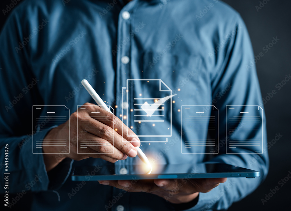 Aufkleber Document Management System, online documentation database and process automation to efficiently manage files, knowledge and documentation in enterprise with ERP. Corporate business technology, DMS