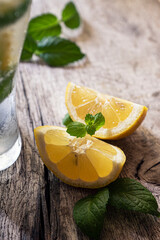 Slices of lemons with mint