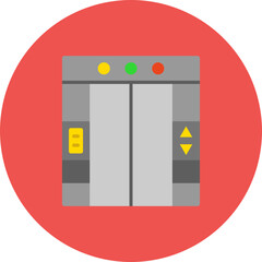 Elevator Multicolor Circle Flat Icon