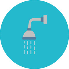 Shower Head Multicolor Circle Flat Icon