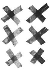 Obraz premium single black transparent cloth tape adhesive strips overlapping each other. poster sticker elements for your mixed media collage.