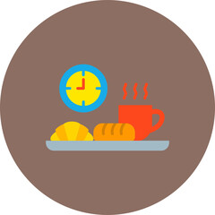 Breakfast Multicolor Circle Flat Icon