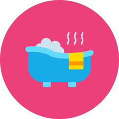 Hot Tub Multicolor Circle Flat Icon