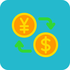 Currency Exchange Multicolor Round Corner Flat Icon