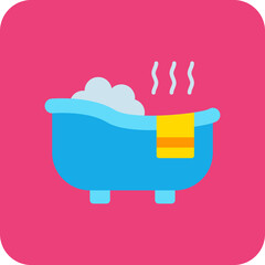 Hot Tub Multicolor Round Corner Flat Icon