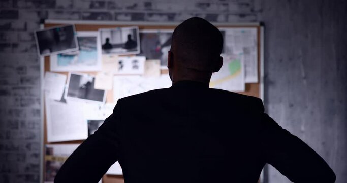 Policeman Or Private Detective Searching Crime Investigation