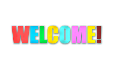 Texto multicolor de bienvenido en fondo blanco.