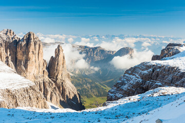 View to Mountains Sella Ronda Dolomites Italy