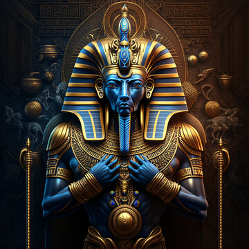 Ancient Egyptian mythology. Amun, the ancient Egyptian mythological god. Created with Generative AI technology.