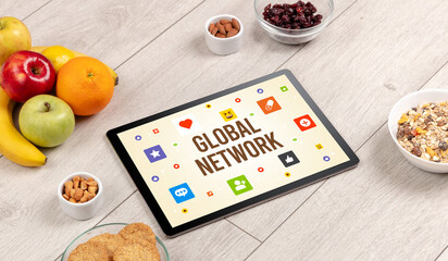 Healthy Tablet Pc compostion, social networking concept