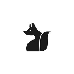 Fox Silhouette Vector Design, fox sign object flat vector design