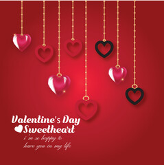 Naklejka na ściany i meble Happy-Valentines-Day-banner-pink-hearts-background-design.9