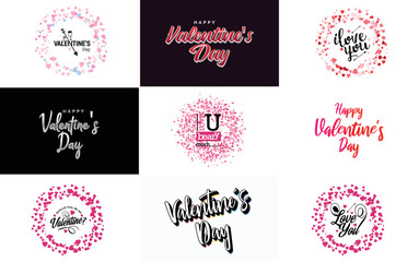 Fototapeta na wymiar Happy Valentine's Day greeting card template with a floral theme and a pink color scheme