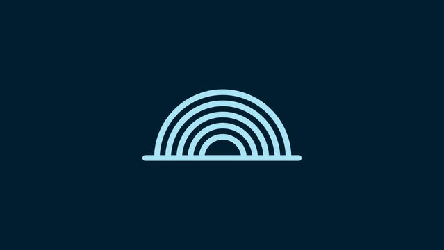 White Rainbow icon isolated on blue background. 4K Video motion graphic animation